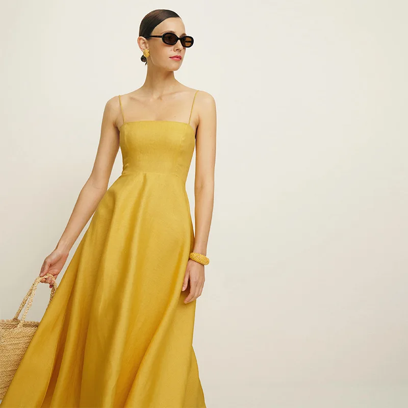 Spot Goods796Summer New2025Solid Color Square Neck Strap Midi Dress Linen Vacation Style Women
Spot Goods796Summer New2025Solid Color Square Neck Strap Midi Dress Linen Vacation Style Women