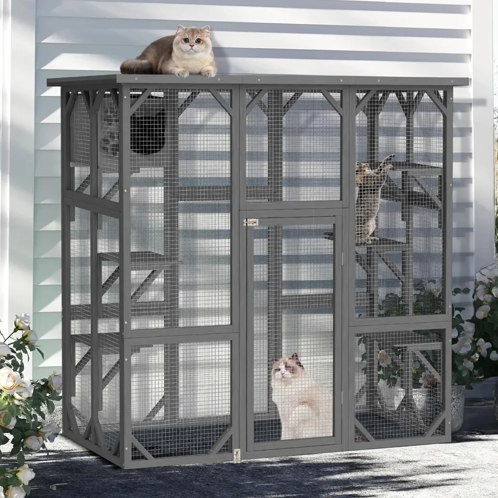 Outdoor Catio Cat House 5 Tiers, Large Cat Enclosure Catio with Resting Box & 5 Wooden Platforms, Cat Cage Catios for Cats Outdo
Outdoor Catio Cat House 5 Tiers, Large Cat Enclosure Catio with Resting Box & 5 Wooden Platforms, Cat Cage Catios for Cats Outdo