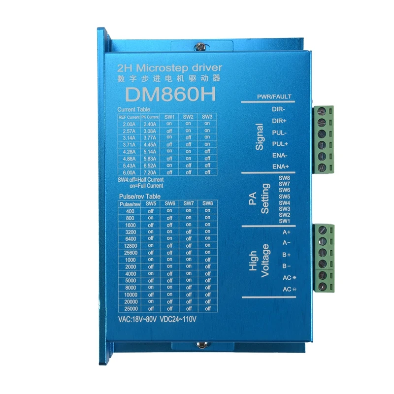 ABHG-DM860H DSP Цифровой драйвер шагового двигателя 57/86, с вентилятором, 2-фазный Nema23,34 DMA860H 7,2 А, 18-80 В переменного тока для печати привода с ЧПУ
ABHG-DM860H DSP Цифровой драйвер шагового двигателя 57/86, с вентилятором, 2-фазный Nema23,34 DMA860H 7,2 А, 18-80 В переменного тока для печати привода с ЧПУ