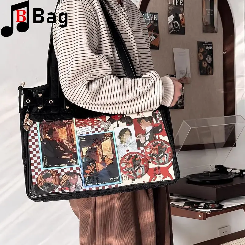 Lolita Y2K Large Capacity Clear Ita Bag for Girls Cute Anime Cosplay Transparent Tote & Crossbody Bag Campus Style Shoulder Bag
Lolita Y2K Large Capacity Clear Ita Bag for Girls Cute Anime Cosplay Transparent Tote & Crossbody Bag Campus Style Shoulder Bag