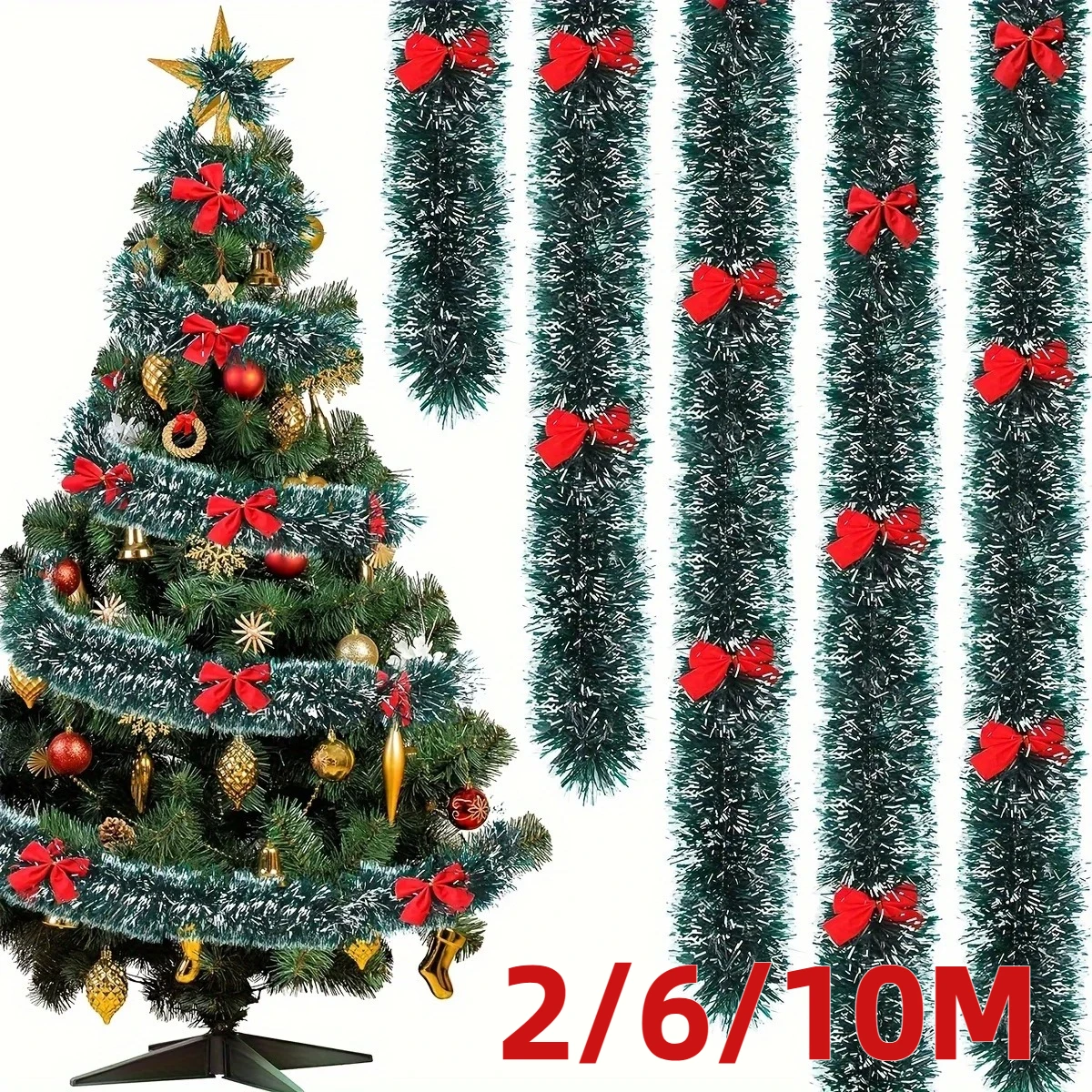 Red Bow Christmas Wreath Dark Green Aluminum Foil Line for Christmas Tree Decoration Indoor/outdoor Holiday Trees and Home Decor
Red Bow Christmas Wreath Dark Green Aluminum Foil Line for Christmas Tree Decoration Indoor/outdoor Holiday Trees and Home Decor