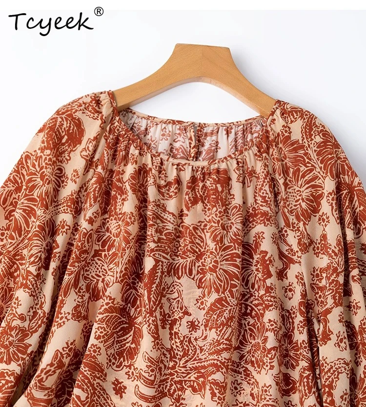 Tcyeek 100% Mulberry Silk Blouse Summer Clothes Elegant T-shirts for Women Print Womens Tops Loose Fit Vacation Блузка Женская
Tcyeek 100% Mulberry Silk Blouse Summer Clothes Elegant T-shirts for Women Print Womens Tops Loose Fit Vacation Блузка Женская