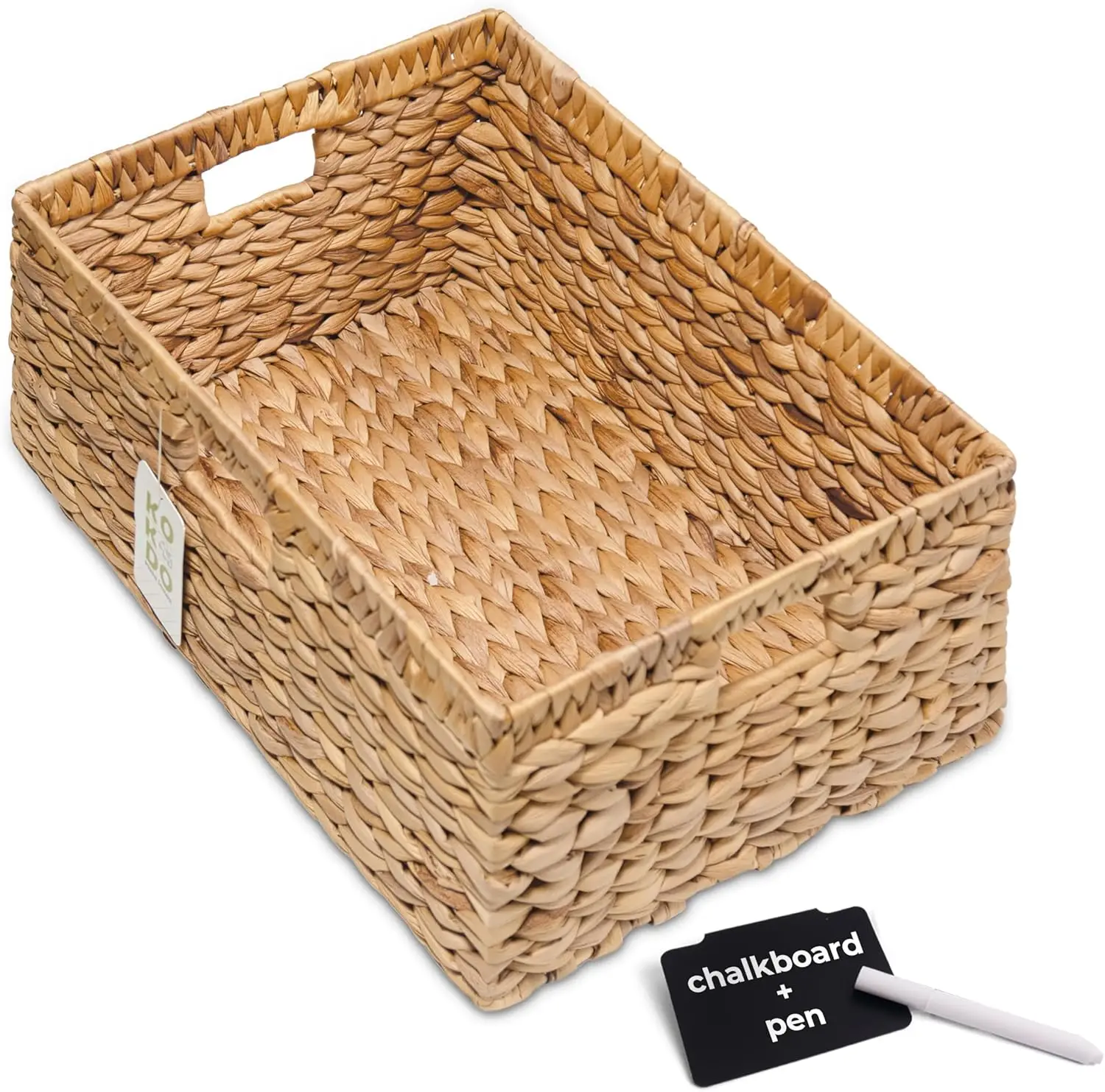 Rectangular Water Hyacinth Wicker Storage Basket with Handles & Metal Frame, Chalkboard Handwoven Bin for Room Organization
Rectangular Water Hyacinth Wicker Storage Basket with Handles & Metal Frame, Chalkboard Handwoven Bin for Room Organization