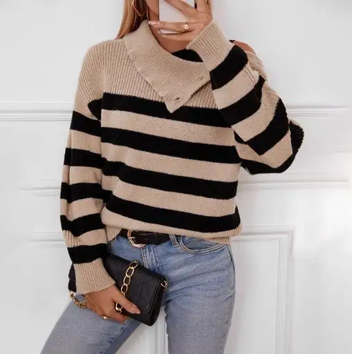 Color Blocked Lapel Slim Knit Top for Autumn and Winter Women, Elegant, Casual, Fashionable, Contrasting Knit Sweater
Color Blocked Lapel Slim Knit Top for Autumn and Winter Women, Elegant, Casual, Fashionable, Contrasting Knit Sweater