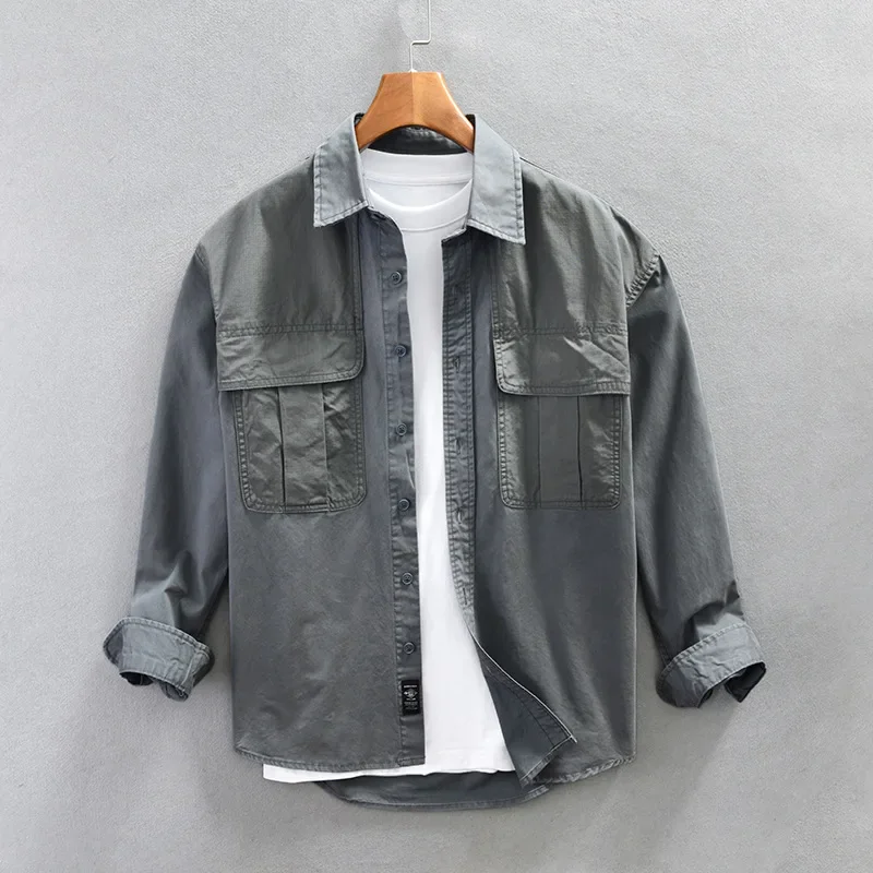 Japanese Retro Work Shirt American Long Sleeved Shirt Washed Cotton Japanese Hong Kong Style Loose Casual Coat Men
Japanese Retro Work Shirt American Long Sleeved Shirt Washed Cotton Japanese Hong Kong Style Loose Casual Coat Men