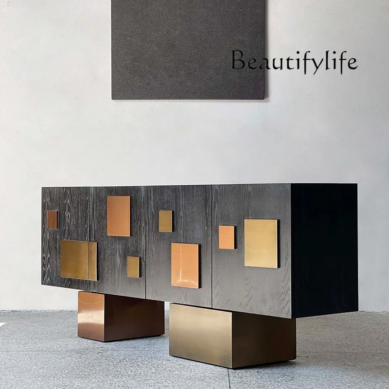 Simple post-modern modern design metal solid wood locker cabinet against the wall home new customization
Simple post-modern modern design metal solid wood locker cabinet against the wall home new customization