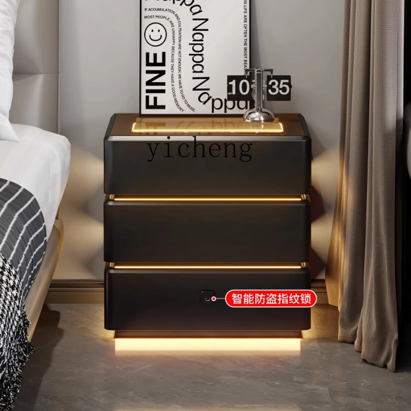 ZK smart bedside table integrated with lock safe light luxury advanced creative floor suspended bedside locker 
ZK smart bedside table integrated with lock safe light luxury advanced creative floor suspended bedside locker