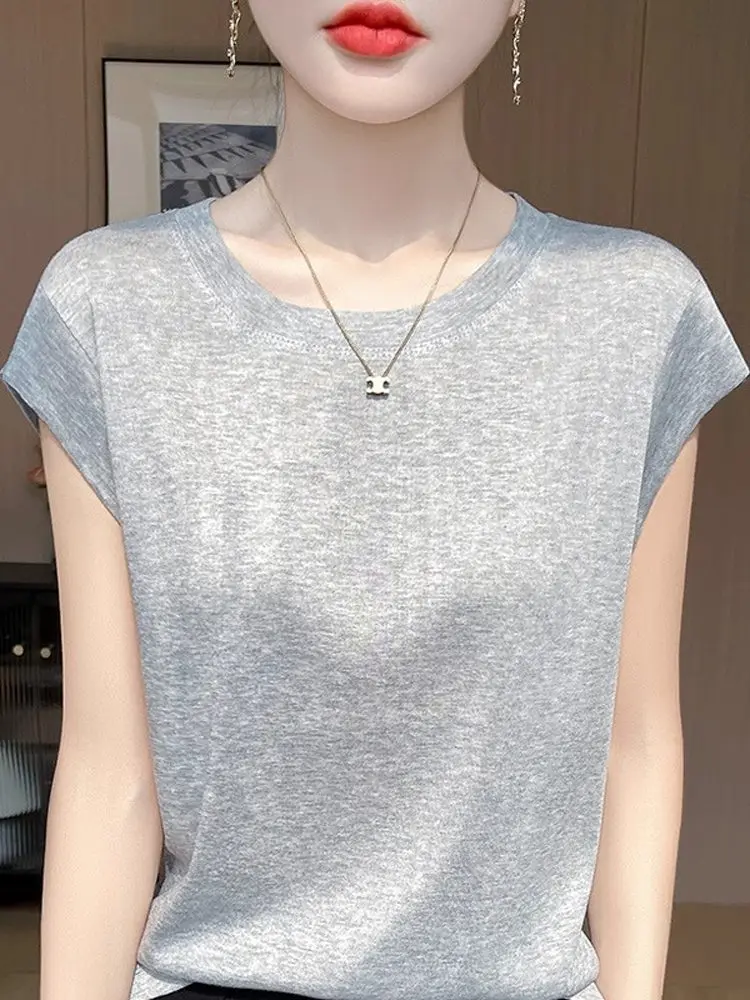 Облегающая круглая футболка Ne ort Sve Тонкая корейская футболка из лиоцелла Летний универсальный базовый слой irt f Sve Повседневный топ
Облегающая круглая футболка Ne ort Sve Тонкая корейская футболка из лиоцелла Летний универсальный базовый слой irt f Sve Повседневный топ