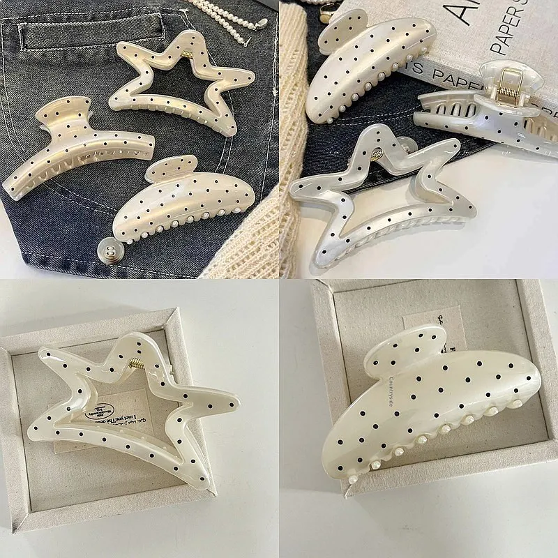 Women's French luxury polka dot star simple fashion versatile large back of the head shark clip hair ornament
Women's French luxury polka dot star simple fashion versatile large back of the head shark clip hair ornament