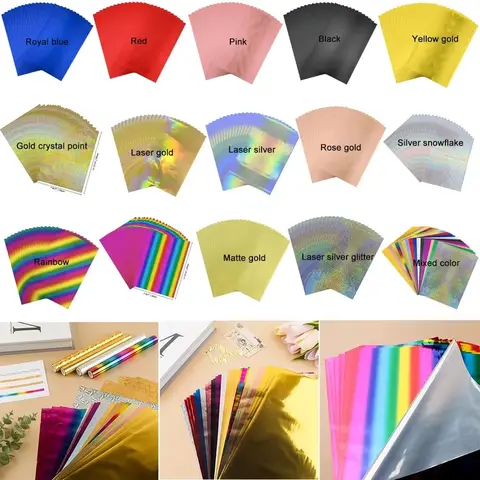 50pcs/pack 20x29cm Toner Hot Stamping Foil Paper A4 Toner Reactive Foil Foil By Laser Printer and Laminator For DIY Crafts Paper