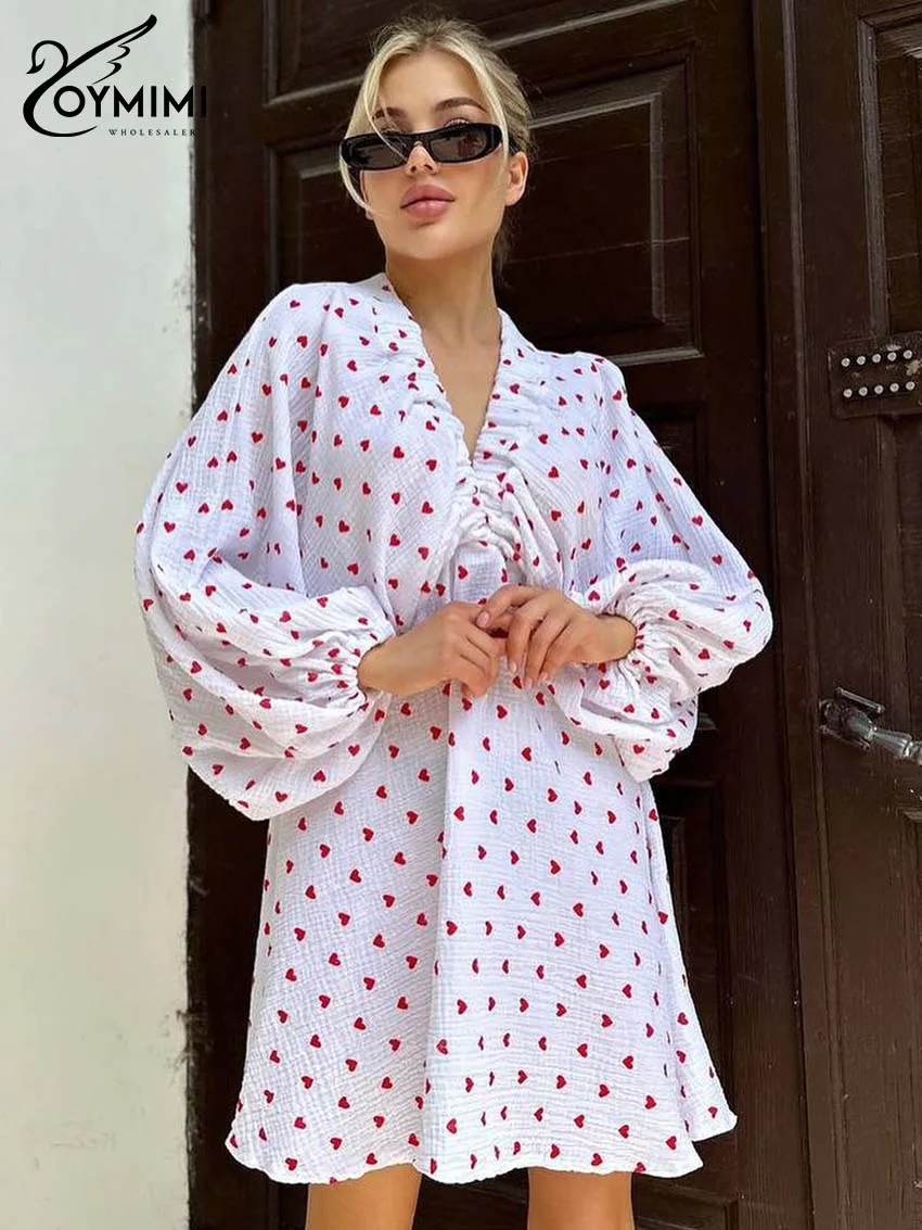 Oymimi Elegant White Cotton Women's Dress Fashion V-Neck Long Sleeve Print High Waisted Dresses Casual New Loose Mini Dresses
Oymimi Elegant White Cotton Women's Dress Fashion V-Neck Long Sleeve Print High Waisted Dresses Casual New Loose Mini Dresses