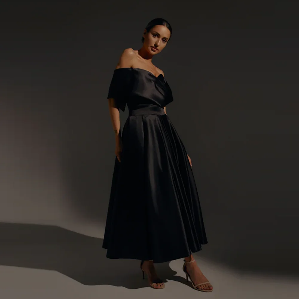 Classic Off-Shoulder Satin Evening Bridesmaid Dress A-line Ankle-Length Lace up Prom Gown with Pockets vestidos de festa
Classic Off-Shoulder Satin Evening Bridesmaid Dress A-line Ankle-Length Lace up Prom Gown with Pockets vestidos de festa