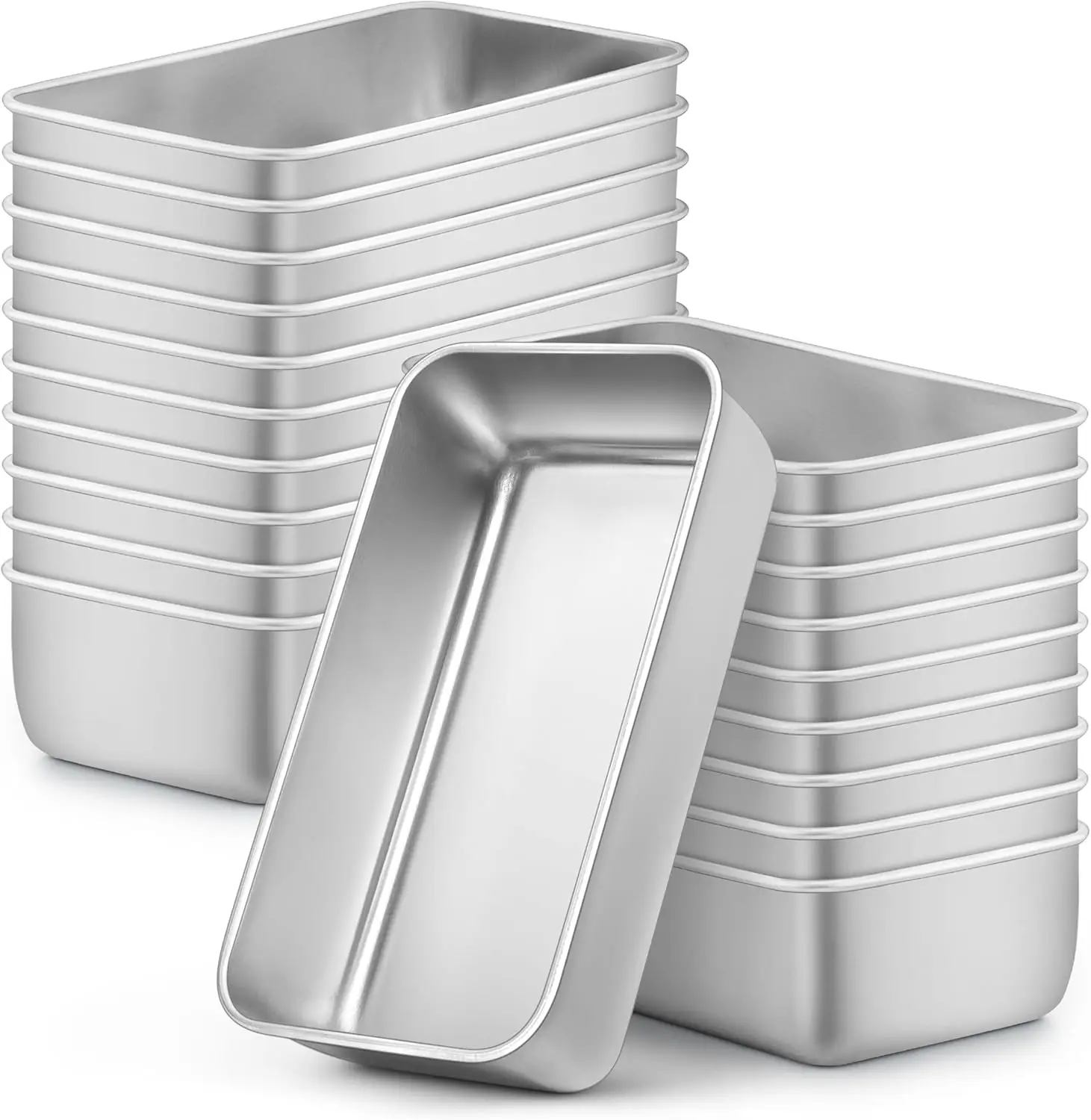 20 Pack 9x5 Inch Stainless Steel Loaf Pans for Baking Bread, Meatloaf, Banana Sourdough, Dishwasher Safe
20 Pack 9x5 Inch Stainless Steel Loaf Pans for Baking Bread, Meatloaf, Banana Sourdough, Dishwasher Safe