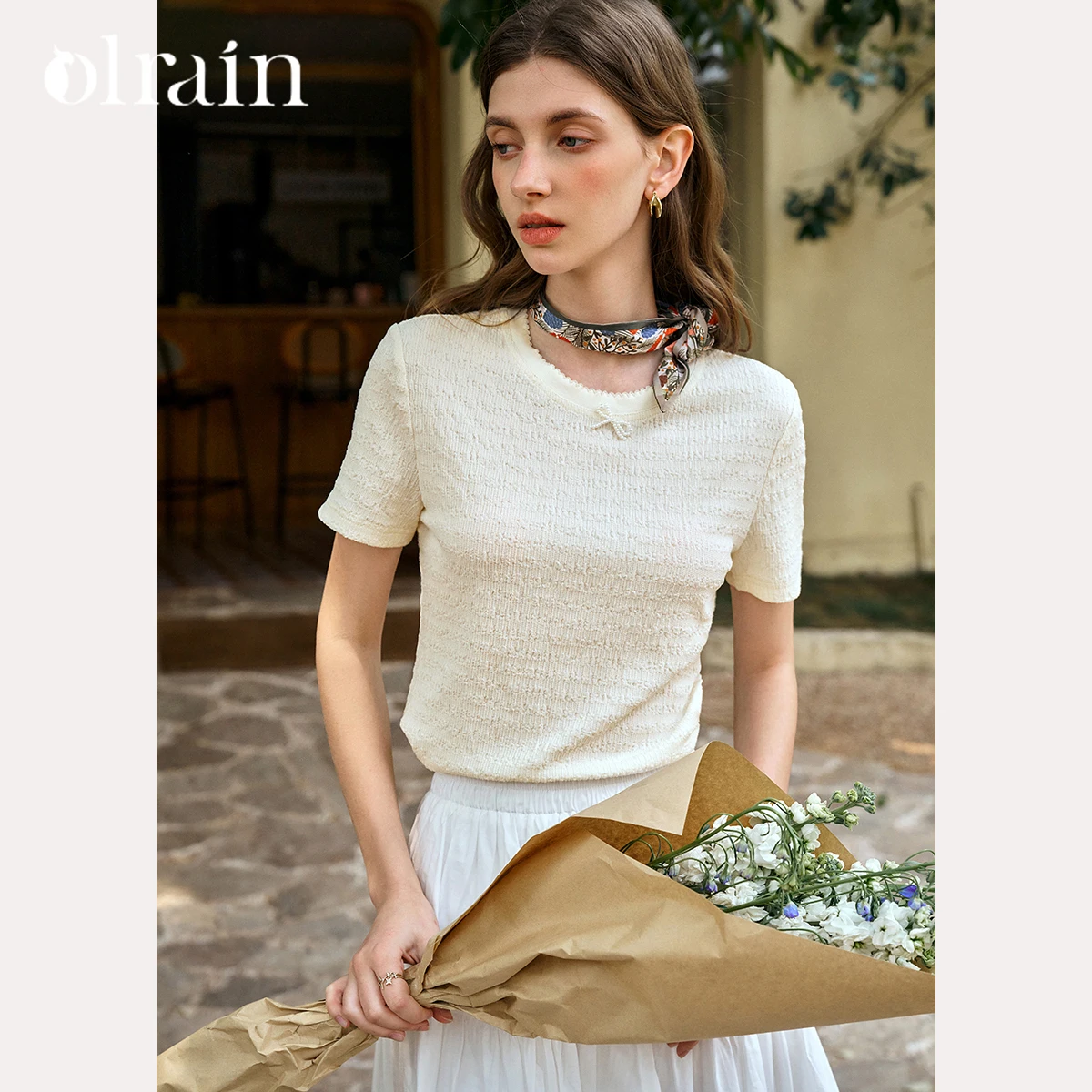 Футболка OLrain с текстурой, круглым вырезом и бантом, модная летняя повседневная женская футболка цвета абрикос, модель 2026 года, O57XT98633
Футболка OLrain с текстурой, круглым вырезом и бантом, модная летняя повседневная женская футболка цвета абрикос, модель 2026 года, O57XT98633