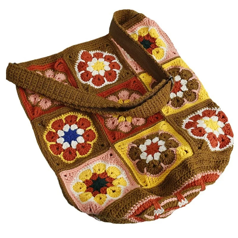 ethnic style hand-woven bucket bag, girl grandmother grid shoulder bag, wool crocheted messenger bag finished product
ethnic style hand-woven bucket bag, girl grandmother grid shoulder bag, wool crocheted messenger bag finished product