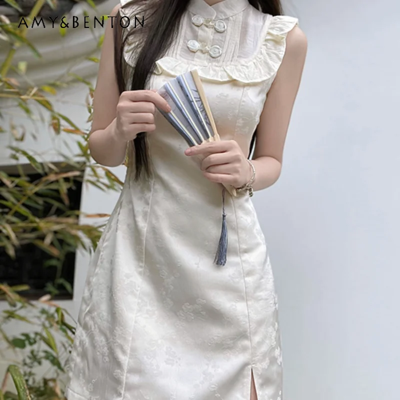 2024 New Original Chinese Summer Light Color Sweet National Style Cheongsam Sleeveless Vest Waist Skinny Dress For Girls
2024 New Original Chinese Summer Light Color Sweet National Style Cheongsam Sleeveless Vest Waist Skinny Dress For Girls