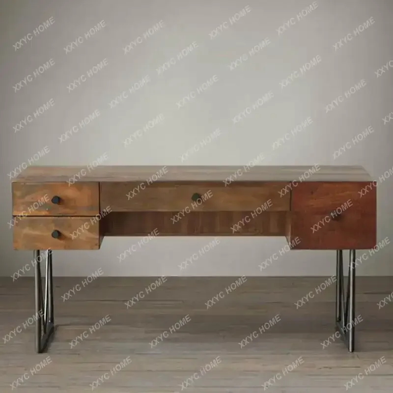 SQC Wrought Iron Desk With Drawers, Writing Desk Covered With Ancient Creative Solid Wood BoSQ Desk, Computer Desk
SQC Wrought Iron Desk With Drawers, Writing Desk Covered With Ancient Creative Solid Wood BoSQ Desk, Computer Desk