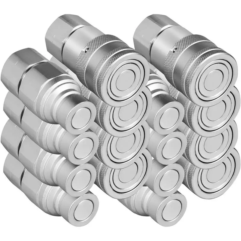 Hydraulic Connector Set 1/2" NPT For Skid Steer Loader, Excavator, Tractor, ISO 16028 Standard 27.6 MPa Flat Face Design 8 Pairs Pack Carbon Steel Material Heavy Duty Attachment Quick Coupling Mechanism
Hydraulic Connector Set 1/2" NPT For Skid Steer Loader, Excavator, Tractor, ISO 16028 Standard 27.6 MPa Flat Face Design 8 Pairs Pack Carbon Steel Material Heavy Duty Attachment Quick Coupling Mechanism