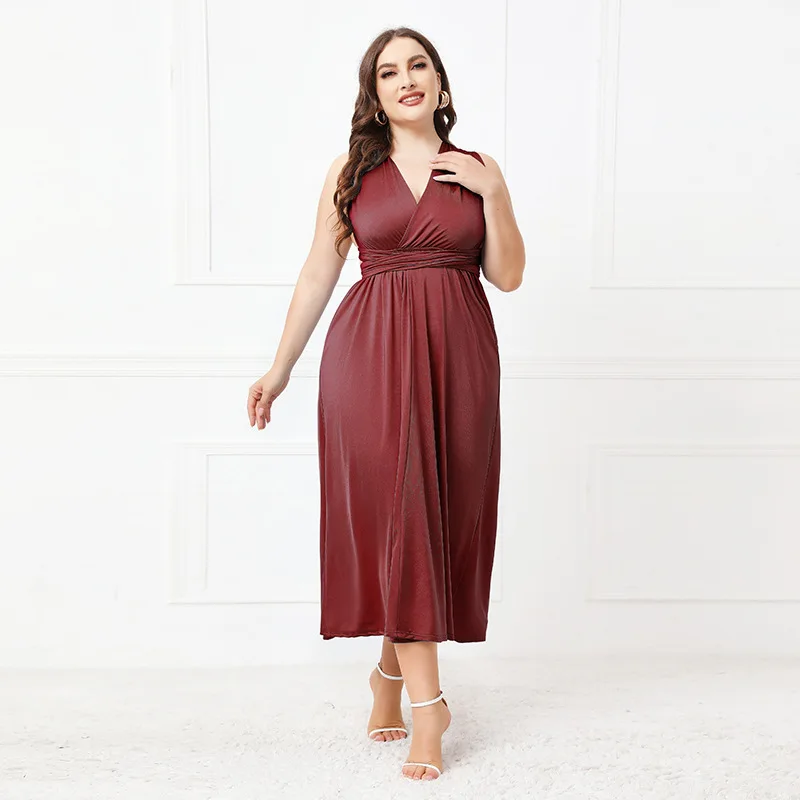 French irregular cross holiday neck dress, high waist V-neck strap sexy dress medium and long dress fashionable simple temperame
French irregular cross holiday neck dress, high waist V-neck strap sexy dress medium and long dress fashionable simple temperame