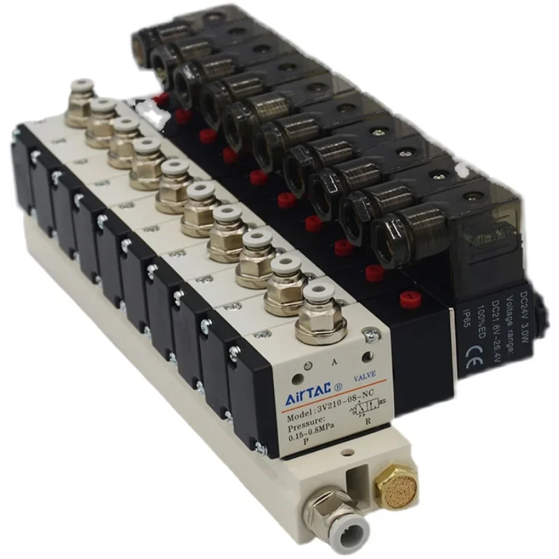 3V210-08 Manifold Station Solenoid Valve 3 port 2 position Multi-way Combination DC12V 24V AC220V With Fitting Solenoid Valves
3V210-08 Manifold Station Solenoid Valve 3 port 2 position Multi-way Combination DC12V 24V AC220V With Fitting Solenoid Valves