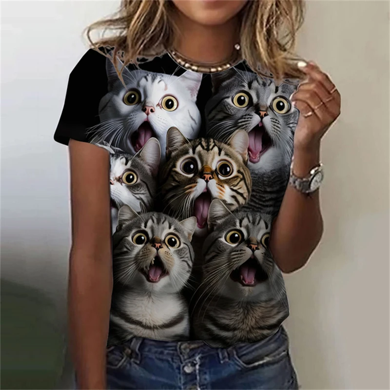 Fashion Women's T-shirts Animal 3D Print Tops Summer Short Sleeve T Shirts Kawaii Cat Graphic Tee Loose Plus Size Design Clothes
Fashion Women's T-shirts Animal 3D Print Tops Summer Short Sleeve T Shirts Kawaii Cat Graphic Tee Loose Plus Size Design Clothes