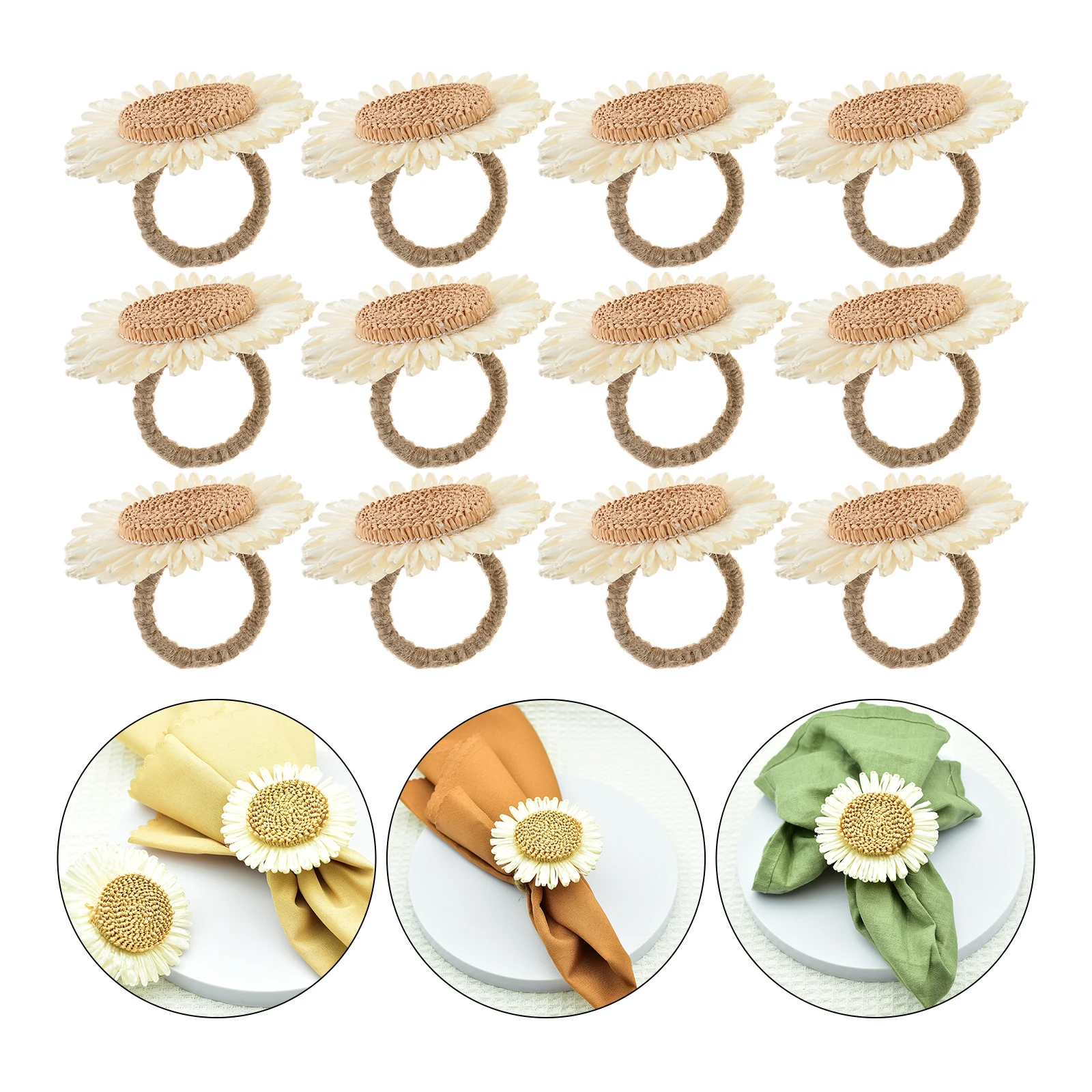 12Pcs Woven Sunflower Napkin Rings Fits for Wedding Receptions,Baby Showers,banquet,Christmas Table Decorations and Can Be Reuse
12Pcs Woven Sunflower Napkin Rings Fits for Wedding Receptions,Baby Showers,banquet,Christmas Table Decorations and Can Be Reuse