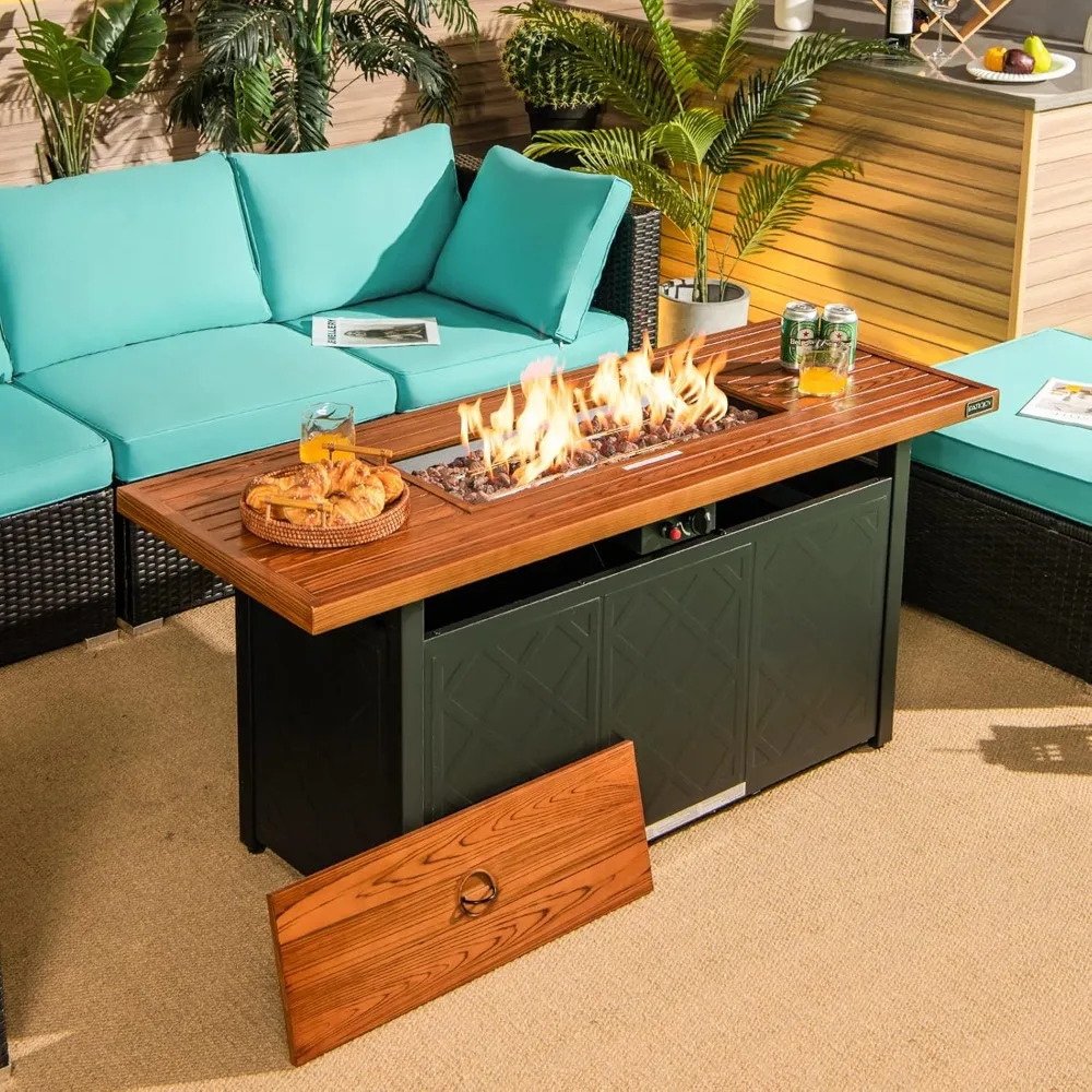 57 Rectangular Outdoor Propane Fire Pit Table with 50,000 BTU Auto-Ignition Feature by Patiojoy
57 Rectangular Outdoor Propane Fire Pit Table with 50,000 BTU Auto-Ignition Feature by Patiojoy