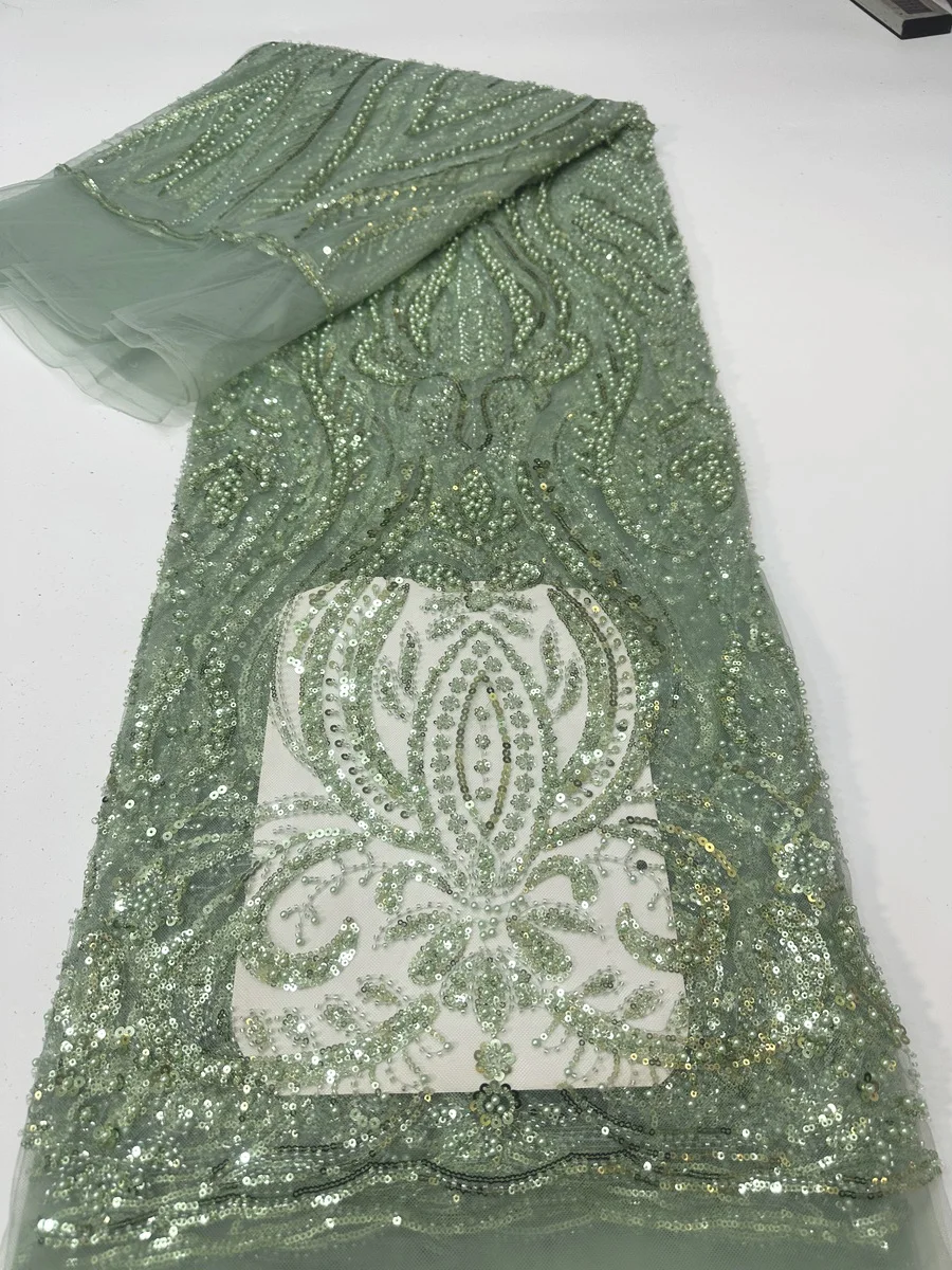 Latest Luxury Green Handmade Beads Sequins African Lace Fabric 2025 High Quality Beaded Nigerian Lace Fabric For Dress KYX2501
Latest Luxury Green Handmade Beads Sequins African Lace Fabric 2025 High Quality Beaded Nigerian Lace Fabric For Dress KYX2501
