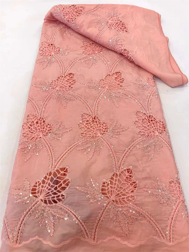 Nigerian Latest Lace Fabric with Sequins, Tulle Sewing, Chiffon Embroidery Dresses, Beads Stone, High Quality, 5 Yards, 2024
Nigerian Latest Lace Fabric with Sequins, Tulle Sewing, Chiffon Embroidery Dresses, Beads Stone, High Quality, 5 Yards, 2024