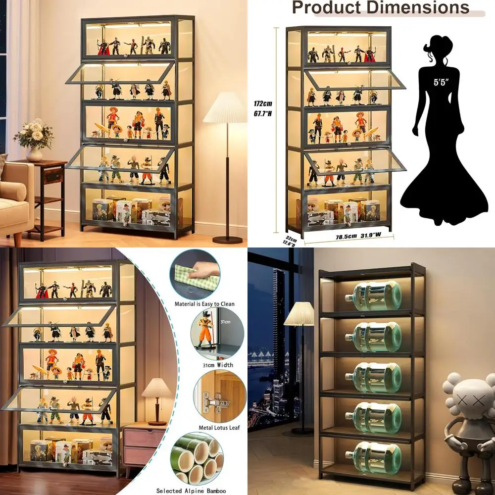 5-уровневый шкаф для сувениров с акриловой стеклянной дверью и регулируемыми полками для большой емкости хранения 
5-уровневый шкаф для сувениров с акриловой стеклянной дверью и регулируемыми полками для большой емкости хранения