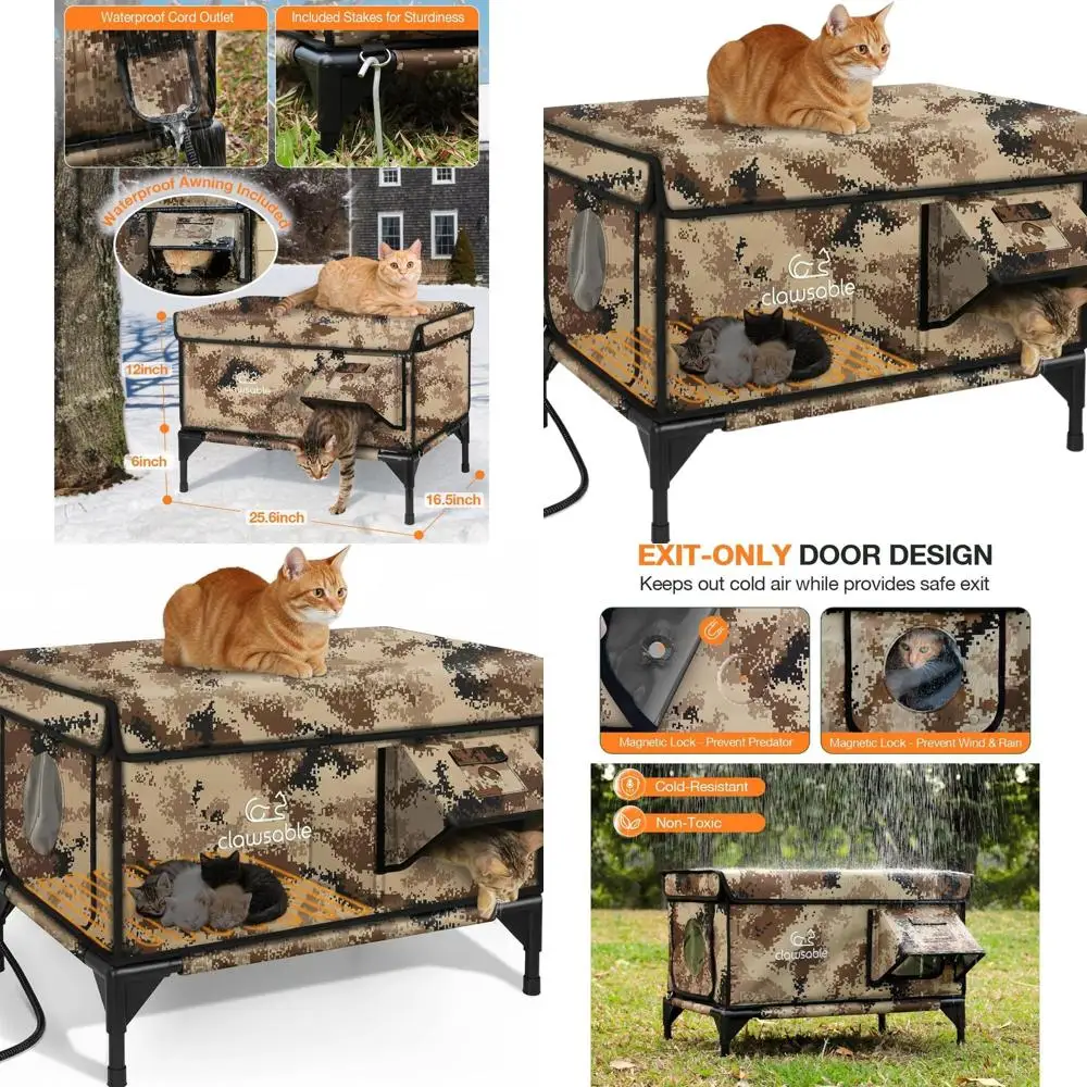 All-Weather Insulated Outdoor Cat Shelter with Heater, Waterproof and Safe Escape for Feral Cats (Desert Camo, 27x17x18)
All-Weather Insulated Outdoor Cat Shelter with Heater, Waterproof and Safe Escape for Feral Cats (Desert Camo, 27x17x18)