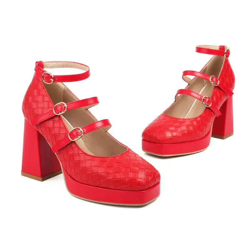 Plaid Red Pink Closed Toe Spring Ladies Shoes Block High Heels Women Pumps Bg Size 46 47 48 Buckle Belt Mary Janes Platform Heel
Plaid Red Pink Closed Toe Spring Ladies Shoes Block High Heels Women Pumps Bg Size 46 47 48 Buckle Belt Mary Janes Platform Heel