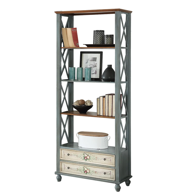 American painted solid wood bookshelf pastoral floor-standing storage display cabinet Multi-layer study storage
American painted solid wood bookshelf pastoral floor-standing storage display cabinet Multi-layer study storage