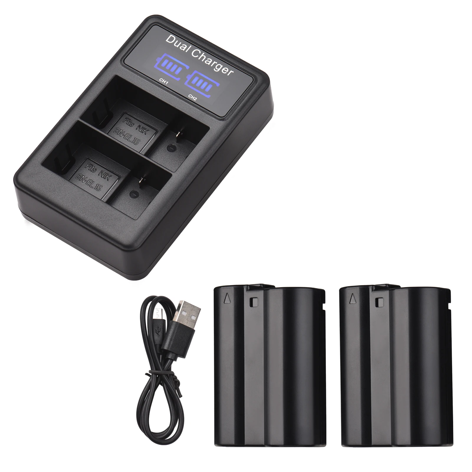 Camera Battery Charger Set EN EL15 2550mAh Rechargeable Battery and 2 Channel USB Charger Set for Z6 Z7 1 V1 D500 D600 D610
Camera Battery Charger Set EN EL15 2550mAh Rechargeable Battery and 2 Channel USB Charger Set for Z6 Z7 1 V1 D500 D600 D610