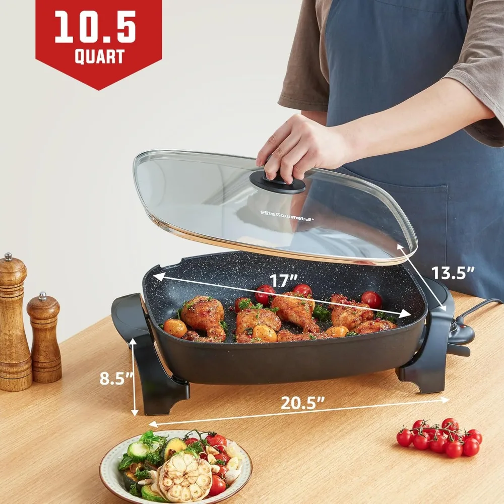 EG-6203# Extra Deep Scratch Resistant, Easy Pour Spout Dishwasher Safe, Non-stick Electric Skillet with Glass Vented Lid
EG-6203# Extra Deep Scratch Resistant, Easy Pour Spout Dishwasher Safe, Non-stick Electric Skillet with Glass Vented Lid