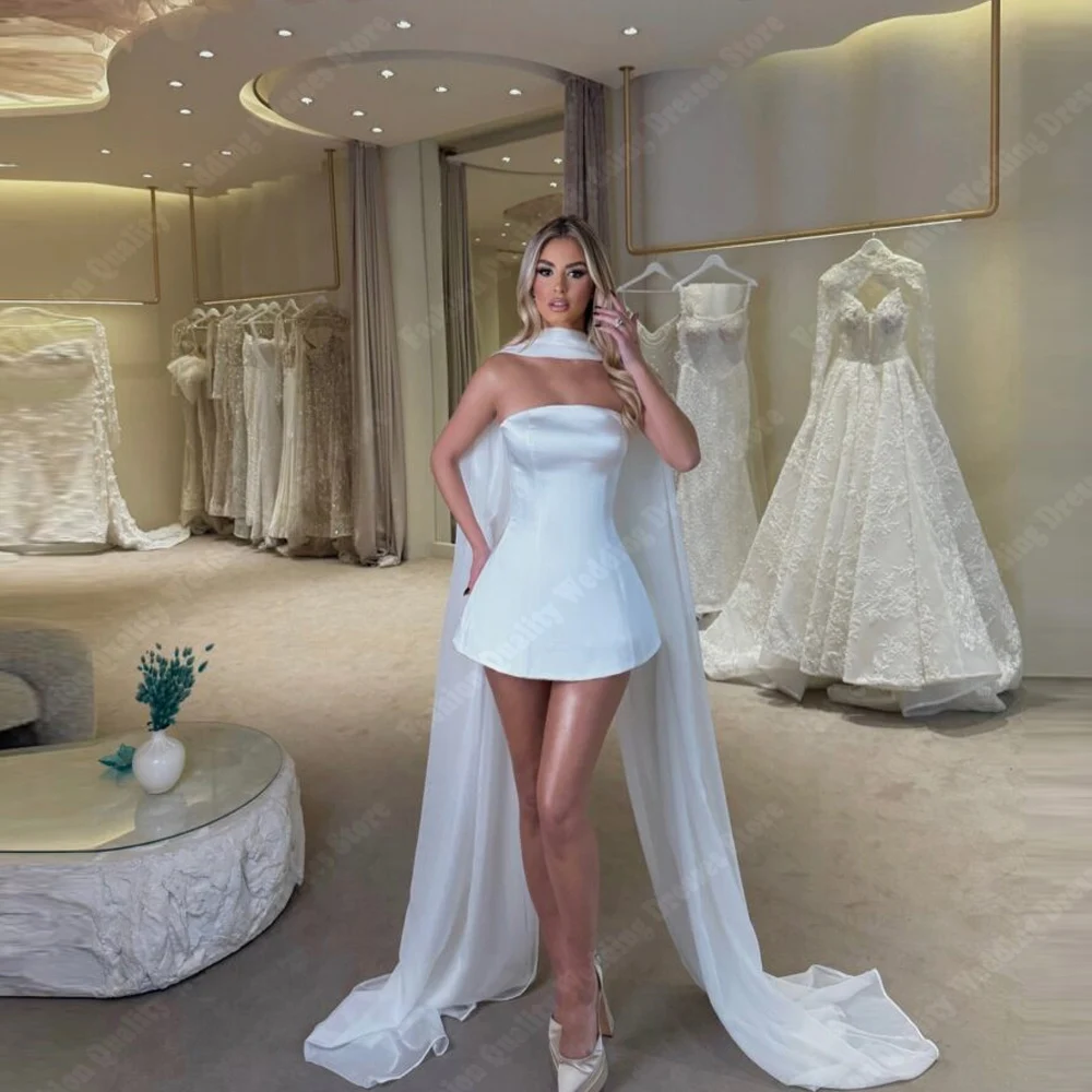 Sexy Strapless Sleeveless Women Wedding Dresses Simple Satin A-Line Bridal Gowns Engagement Banquet Vestidos De Novia Customized
Sexy Strapless Sleeveless Women Wedding Dresses Simple Satin A-Line Bridal Gowns Engagement Banquet Vestidos De Novia Customized