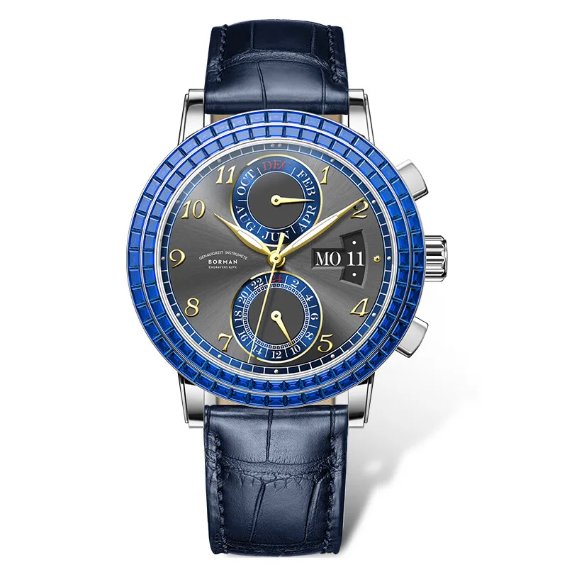 BORMAN Men Automatic Watch Luxury 42mm Mechanical Wristwatch Sapphire Mirror Crystal Bezel Multi Dial Year Month Week Date
BORMAN Men Automatic Watch Luxury 42mm Mechanical Wristwatch Sapphire Mirror Crystal Bezel Multi Dial Year Month Week Date