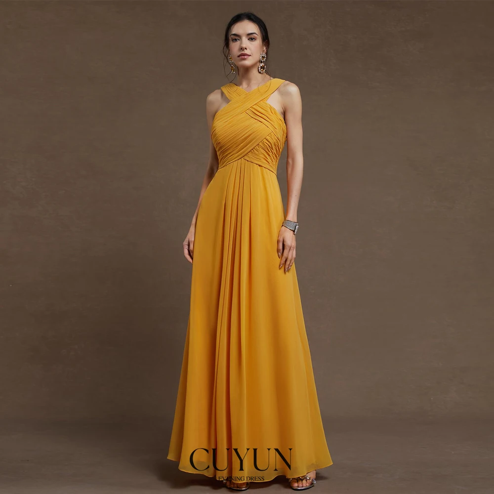 CUYUN Yellow Pleated Cross Neck Bridesmaid Dresses A-Line Maxi Chiffon Evening Dress Customized Women Prom Gown Party Dresses
CUYUN Yellow Pleated Cross Neck Bridesmaid Dresses A-Line Maxi Chiffon Evening Dress Customized Women Prom Gown Party Dresses