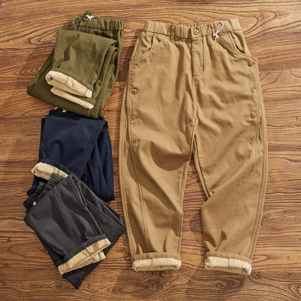 Winter fleece thickened warm and cold cargo casual pants men fashion brand breasted loose straight cone pants men
Winter fleece thickened warm and cold cargo casual pants men fashion brand breasted loose straight cone pants men