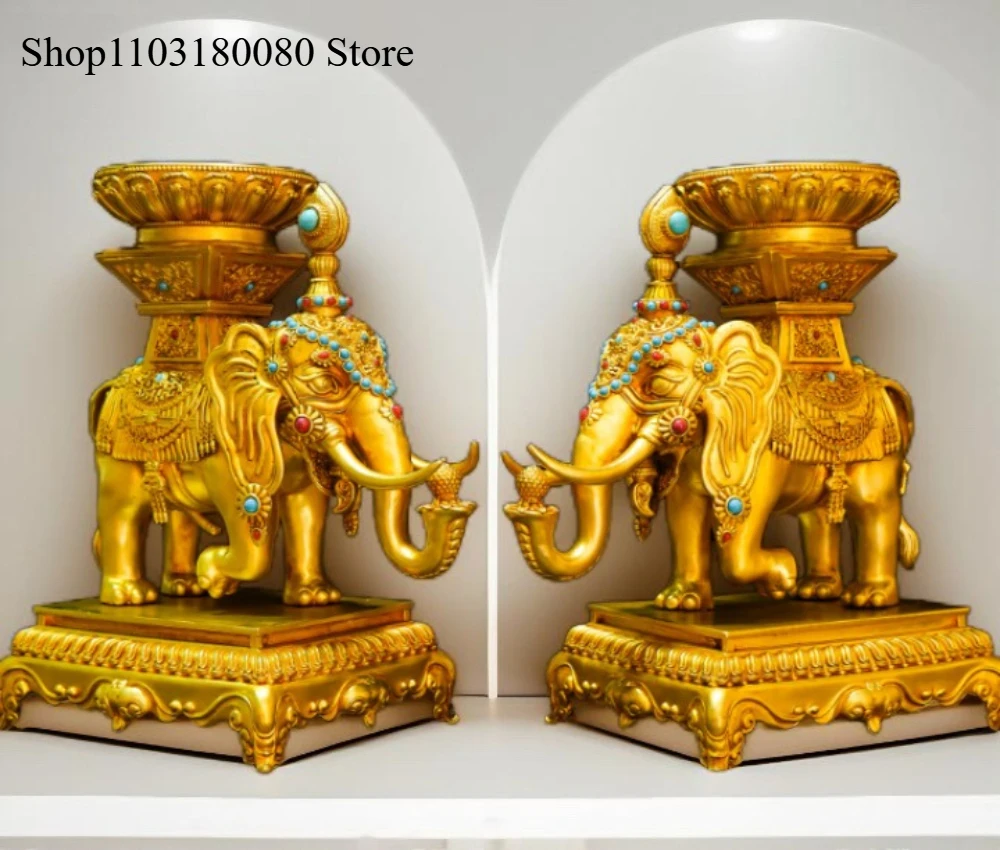 1Pair 28cm Copper gilding Elephant Treasure lampholder inlay Xiangbao Butter lamp candlestick
1Pair 28cm Copper gilding Elephant Treasure lampholder inlay Xiangbao Butter lamp candlestick