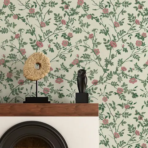 Green Floral Peel And Stick Wallpaper Retro Self Adhesive Waterproof Flower Wall Contact Paper Elegant Furniture Cabinet Sticker
