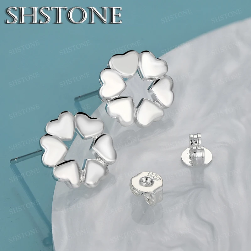 Noble Elegant Jewelry 925 Sterling Silver Five Heart Stud Earrings High Quality Charm Wedding Accessories For Men Women's Party
Noble Elegant Jewelry 925 Sterling Silver Five Heart Stud Earrings High Quality Charm Wedding Accessories For Men Women's Party