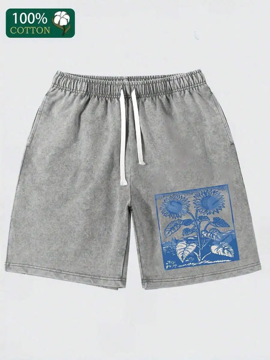 Mens Cotton Drawstring Shorts With Sunflower Print Loose Fit Casual Summer Shorts
Mens Cotton Drawstring Shorts With Sunflower Print Loose Fit Casual Summer Shorts