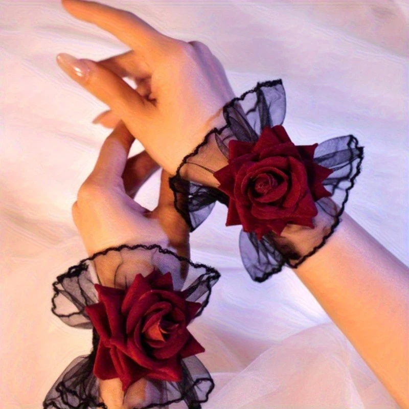 New Rose Girl Lolita Hand Accessory Fashion Flower Gothic Style Lace Wristband Fresh Flora Flowers Punk Vintage Retro Wristbands
New Rose Girl Lolita Hand Accessory Fashion Flower Gothic Style Lace Wristband Fresh Flora Flowers Punk Vintage Retro Wristbands