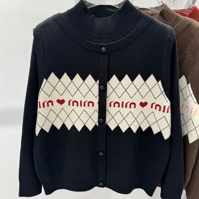Fake Two Pieces Half Height Collar Jacquard Knitting Tops Femme All-match Loose Oversized Autumn Winter Bottoming Shirt Sweater
Fake Two Pieces Half Height Collar Jacquard Knitting Tops Femme All-match Loose Oversized Autumn Winter Bottoming Shirt Sweater