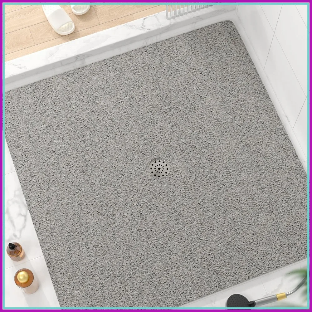 Non Slip Shower Mat 47x47 Inch, Soft PVC Bath Mat with Drain Holes, Quick Drying Bathroom Floor Mat, Grey
Non Slip Shower Mat 47x47 Inch, Soft PVC Bath Mat with Drain Holes, Quick Drying Bathroom Floor Mat, Grey