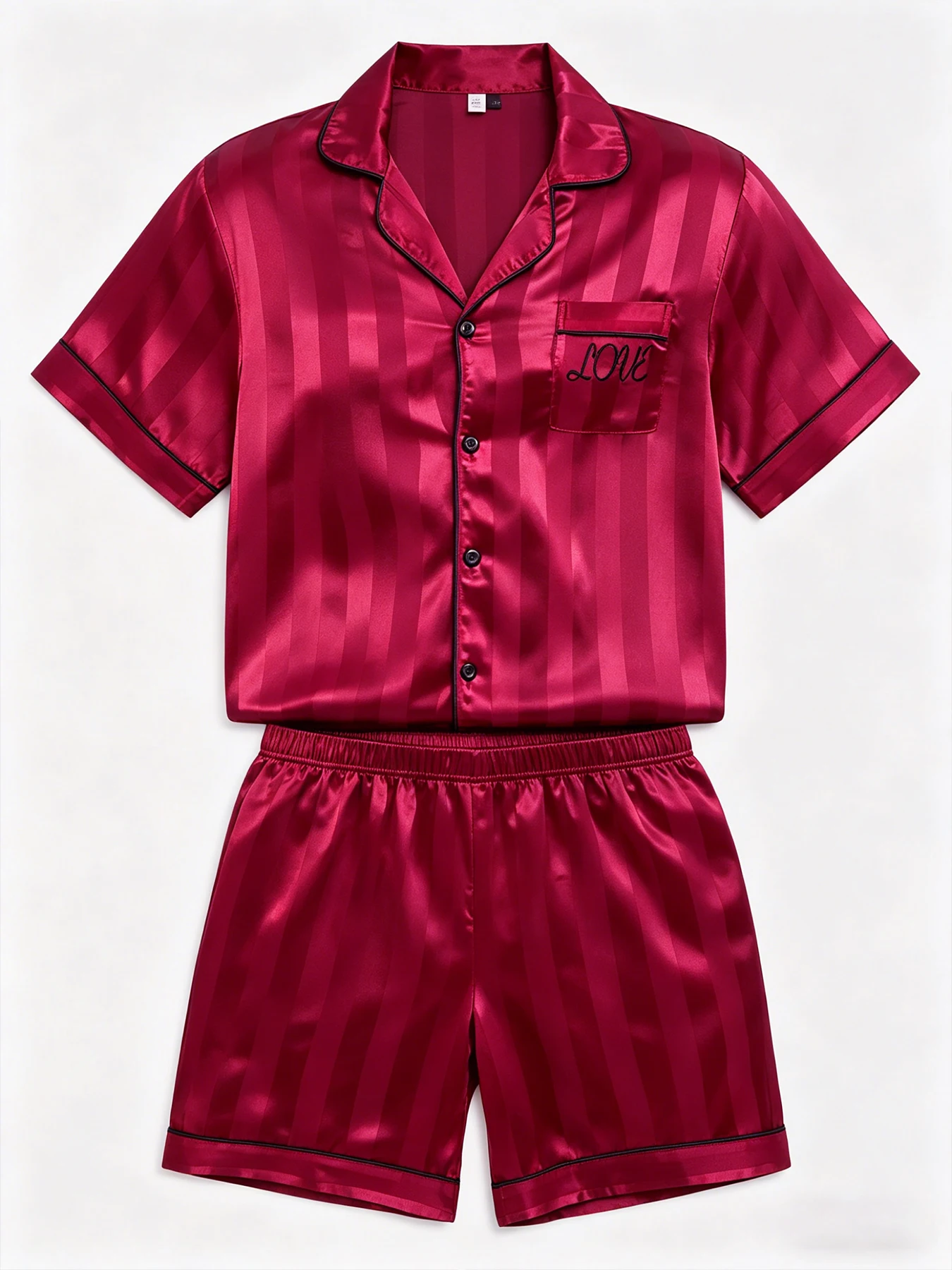 Men's Pajamas Set Summer Sleepwear Set Luxurious Satin Pajamas with Soft Comfortable Short Sleeve Button-Up Top & Shorts Pajamas
Men's Pajamas Set Summer Sleepwear Set Luxurious Satin Pajamas with Soft Comfortable Short Sleeve Button-Up Top & Shorts Pajamas