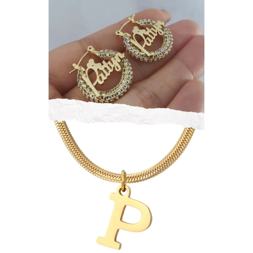 LeeChee 22mm Diamonds Hoop Custom Name Earrings Letter Snake Necklace Jewelry Set
LeeChee 22mm Diamonds Hoop Custom Name Earrings Letter Snake Necklace Jewelry Set