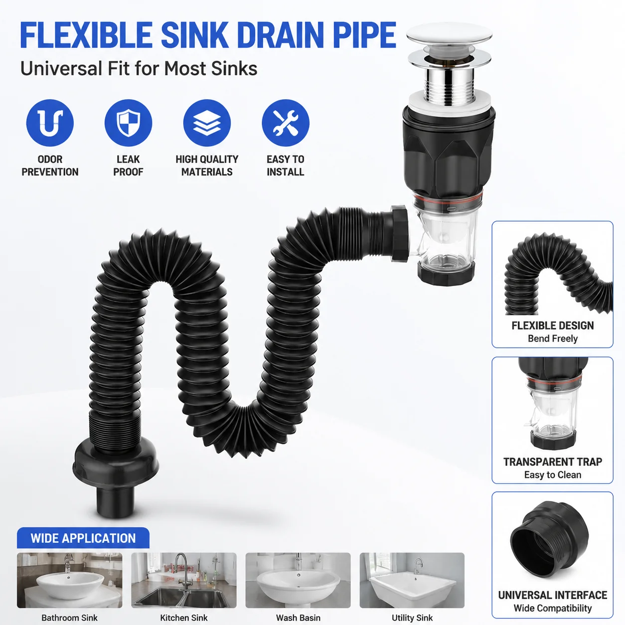 1 bathroom sink drainage kit, metal P-type sink drain pipe, suitable for kitchen and bathroom sink, Space-saving
1 bathroom sink drainage kit, metal P-type sink drain pipe, suitable for kitchen and bathroom sink, Space-saving