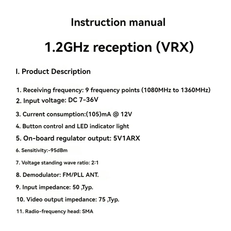 LUCK-1.2G 1.3G VRX FPV-приемник 9-канальный с AV-интерфейсом DC 7-36 В для FPV-дрона дальнего действия
LUCK-1.2G 1.3G VRX FPV-приемник 9-канальный с AV-интерфейсом DC 7-36 В для FPV-дрона дальнего действия